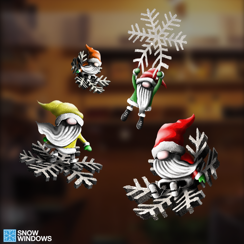 Gonks Reusable Window Stickers | Snow Windows