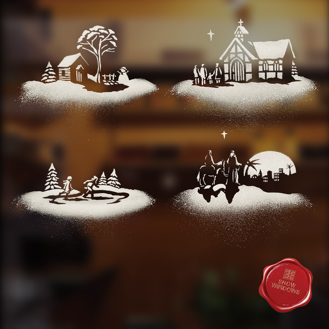 Christmas Stencils Snow Windows